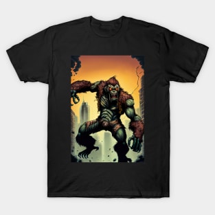 Giant Angry Green Monkey attacking a city T-Shirt